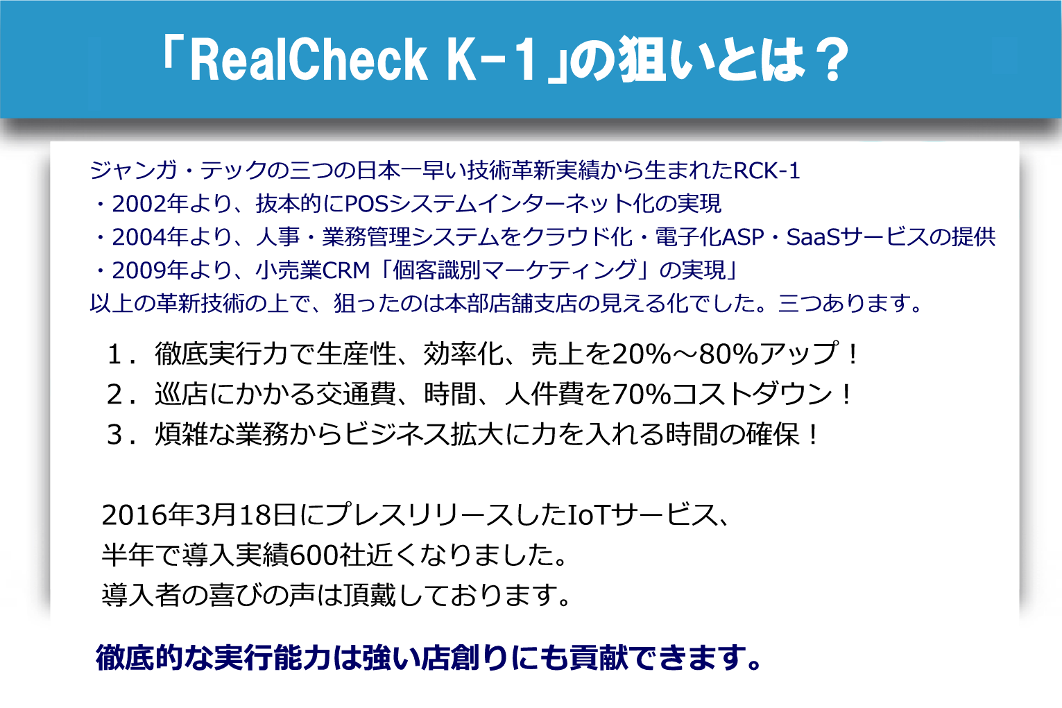 RealCheck K-1 の狙い