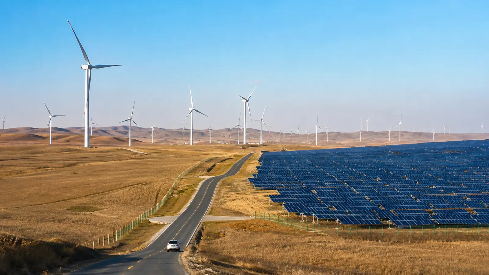 奈曼旗の広大な風力・太陽光発電基地