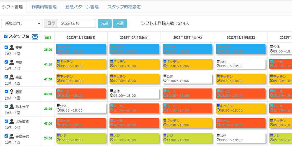 勤怠シフト管理