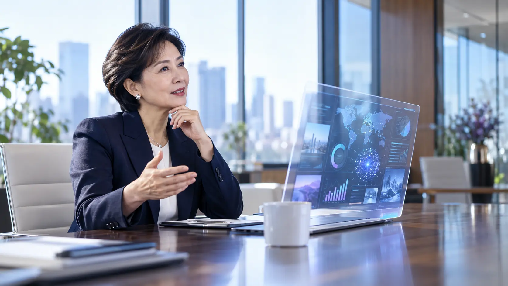 経営者がAIと対話し、より良い問いと判断を磨くイメージ